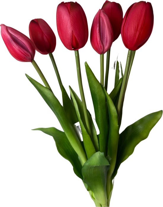 Zijden bloemen - Kunst bloemen - boeket tulpen 7 stuks pink